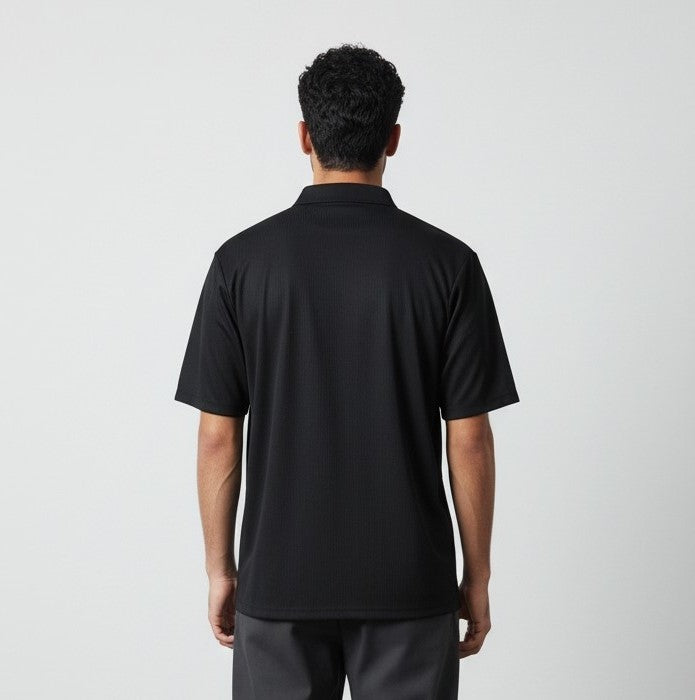 Men's Grid-Pattern Textured Knit Polo Shirt (Imported)